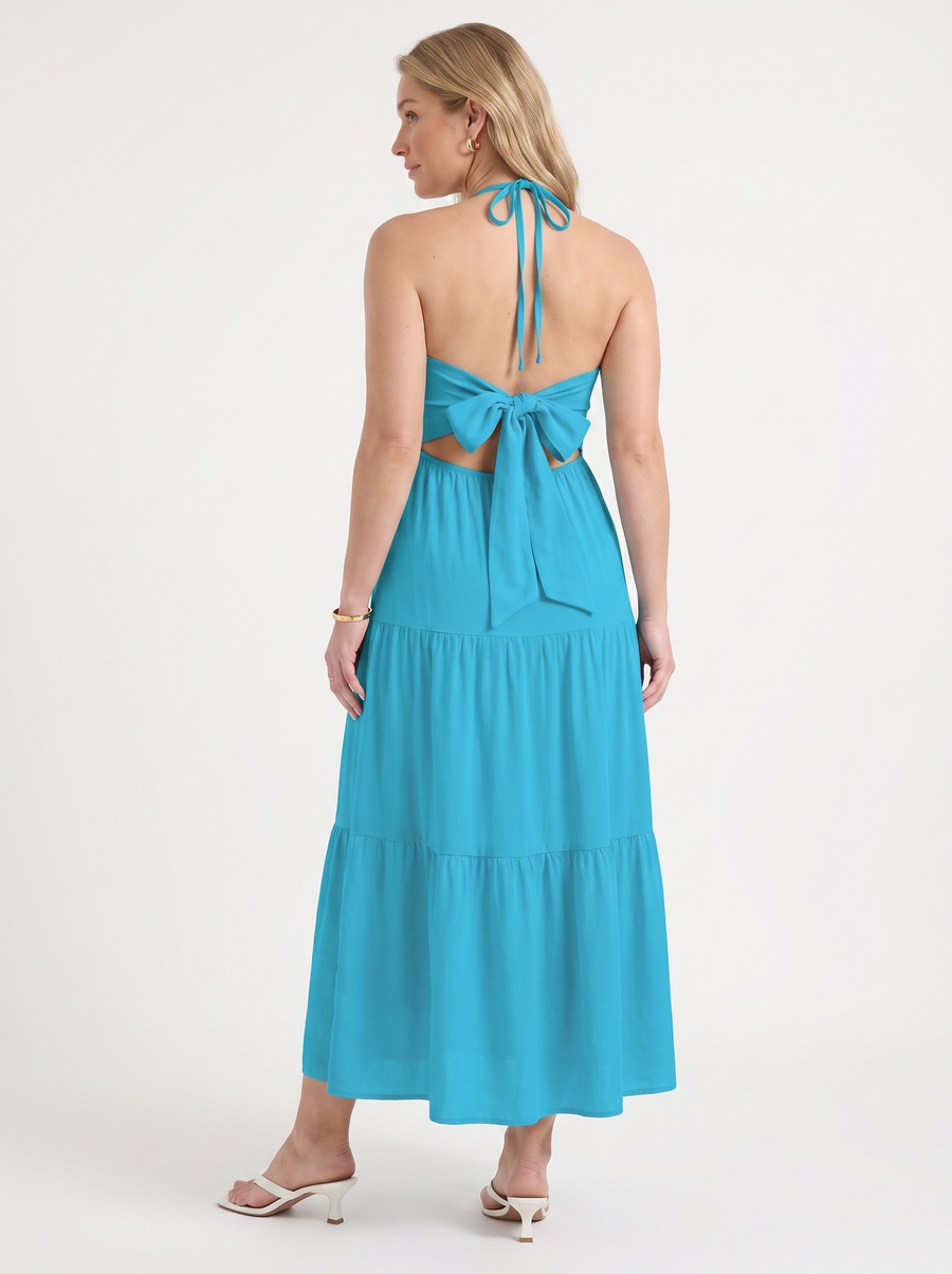 Sloane Halter Neck Tiered Ruffle Maxi Dress
