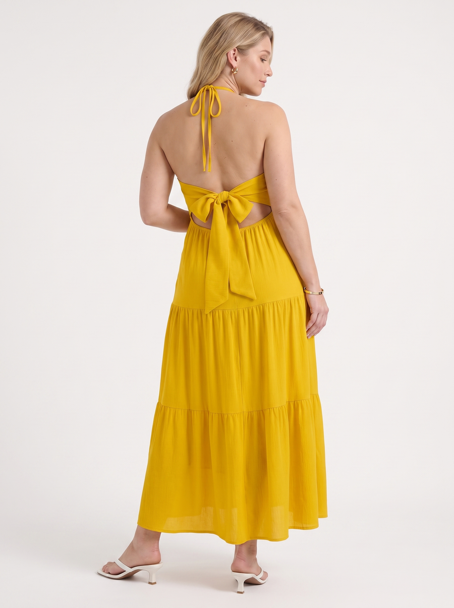 Sloane Halter Neck Tiered Ruffle Maxi Dress