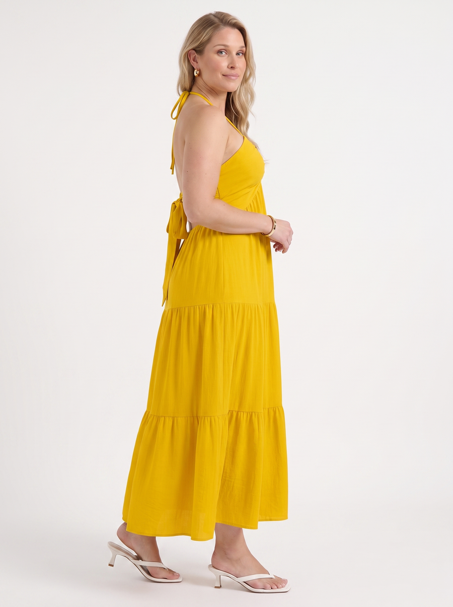 Sloane Halter Neck Tiered Ruffle Maxi Dress