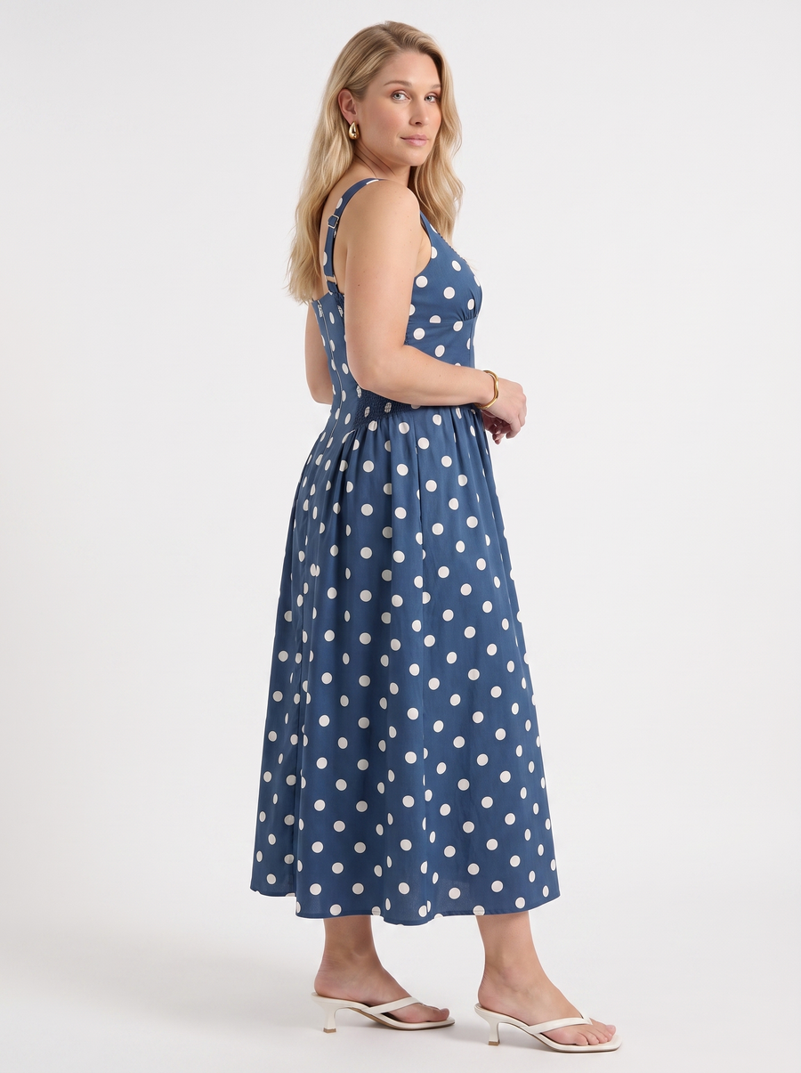 Delilah Floral Square Neck Cotton Midi Dress