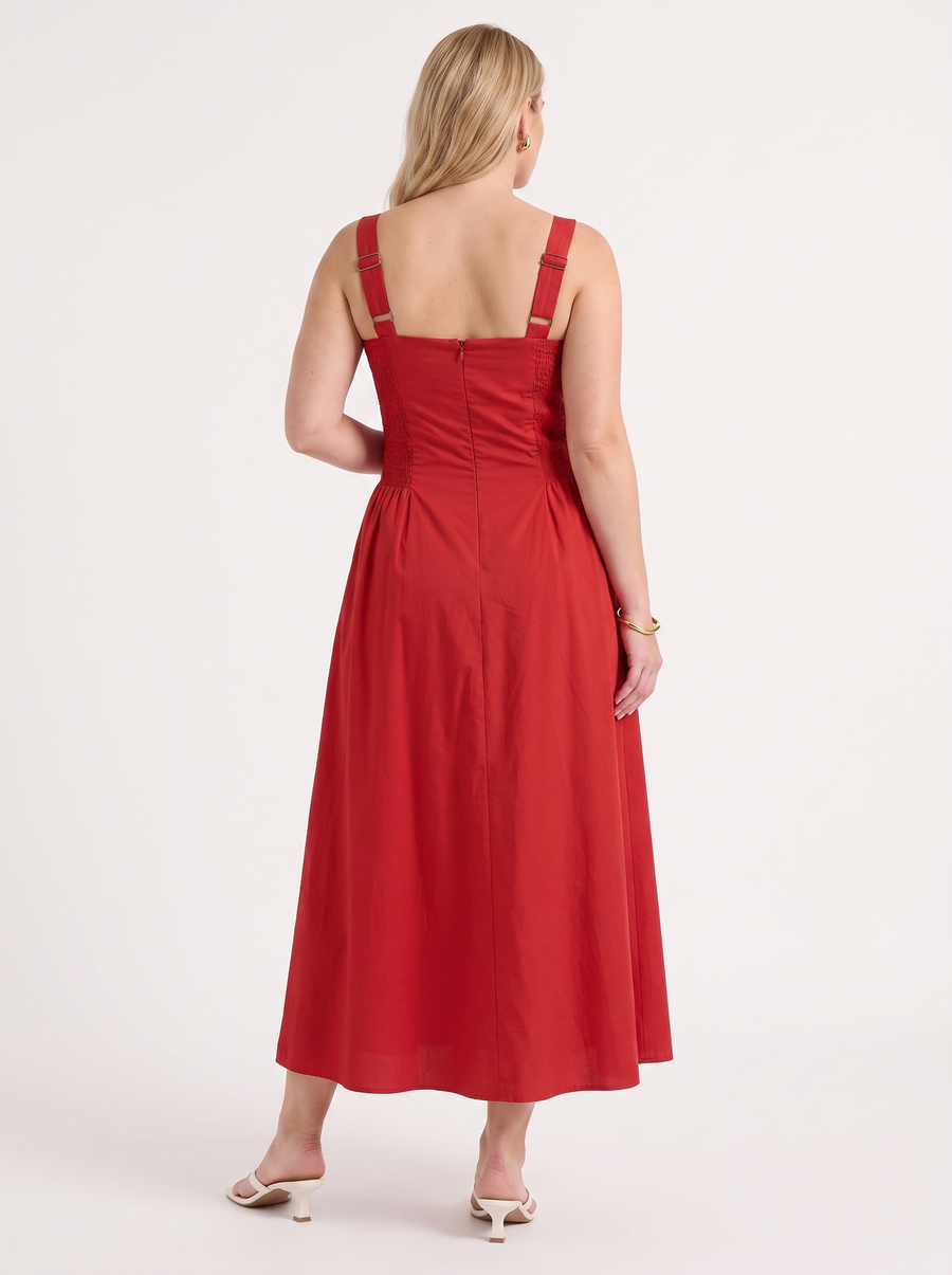 Delilah Floral Square Neck Cotton Midi Dress