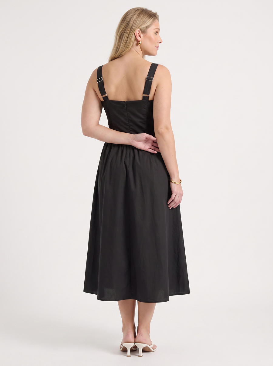 Delilah Floral Square Neck Cotton Midi Dress