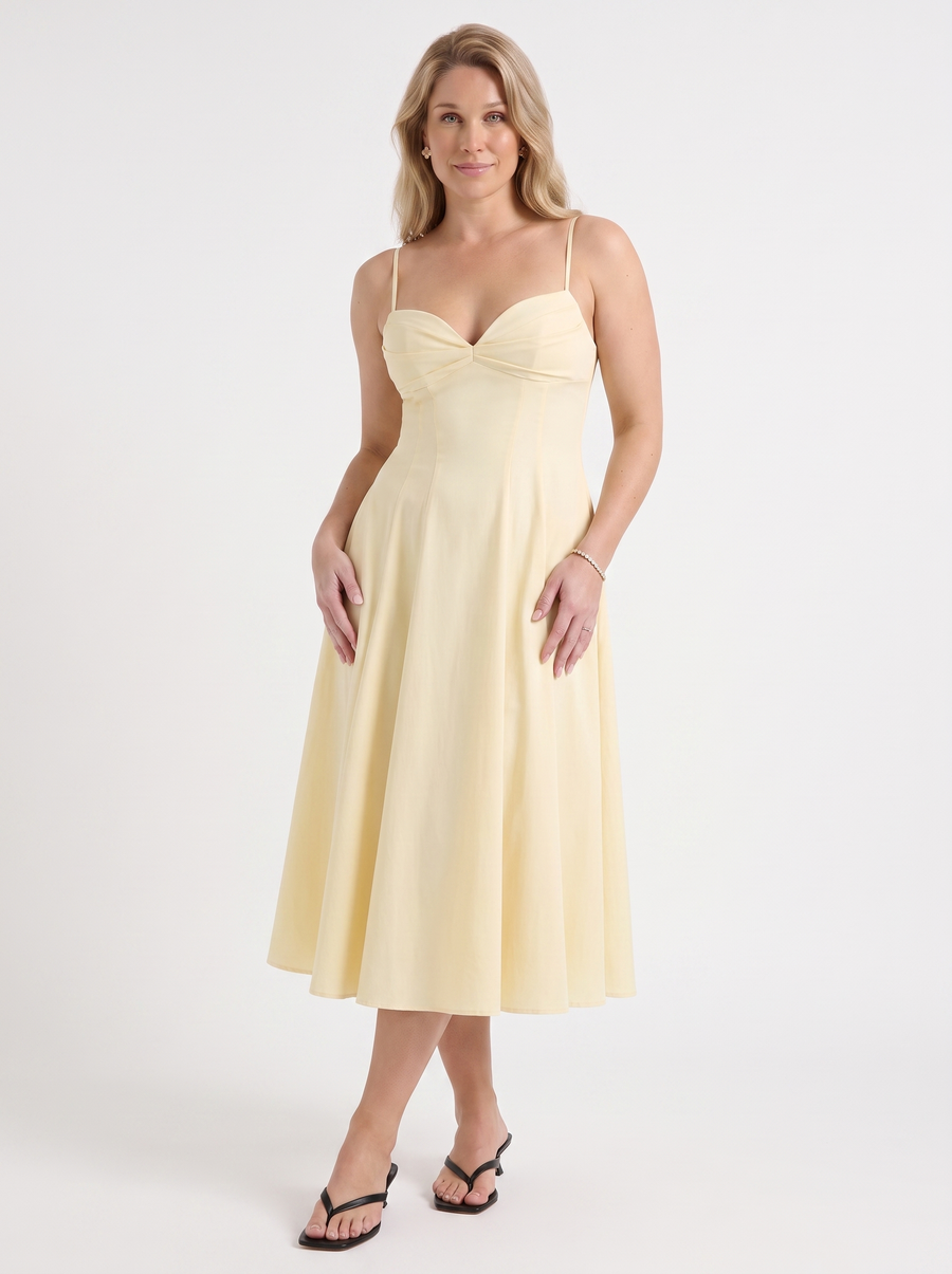 Vina Sweetheart Neck A Line Midi Dress