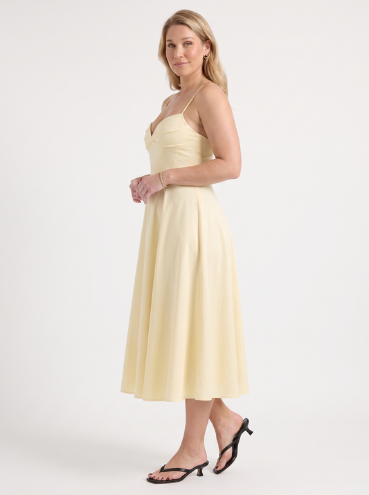 Vina Sweetheart Neck A Line Midi Dress