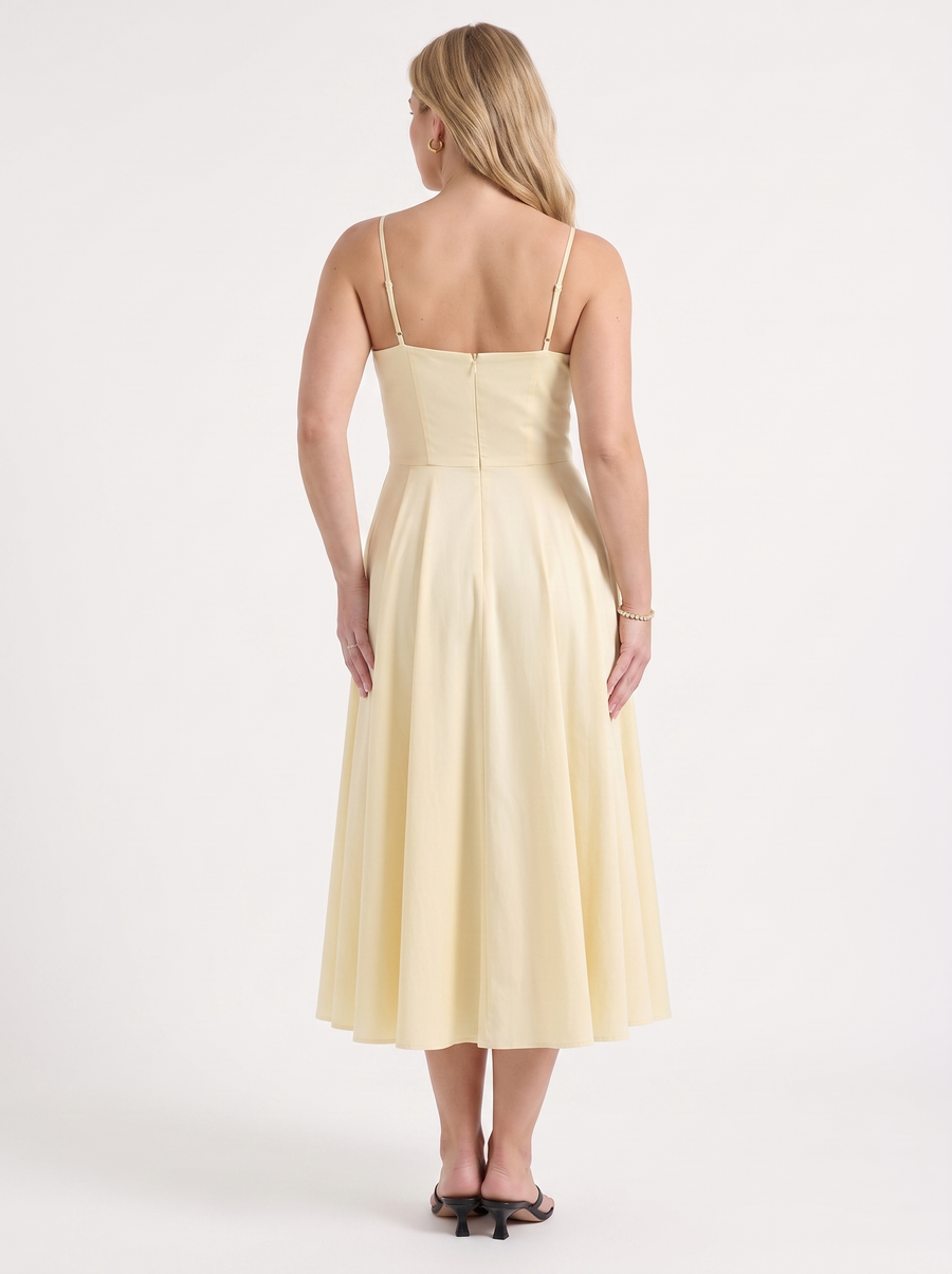 Vina Sweetheart Neck A Line Midi Dress