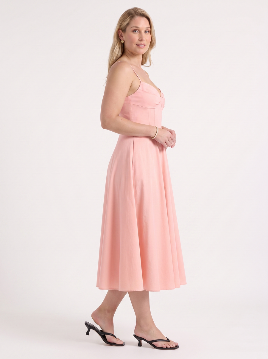 Vina Sweetheart Neck A Line Midi Dress