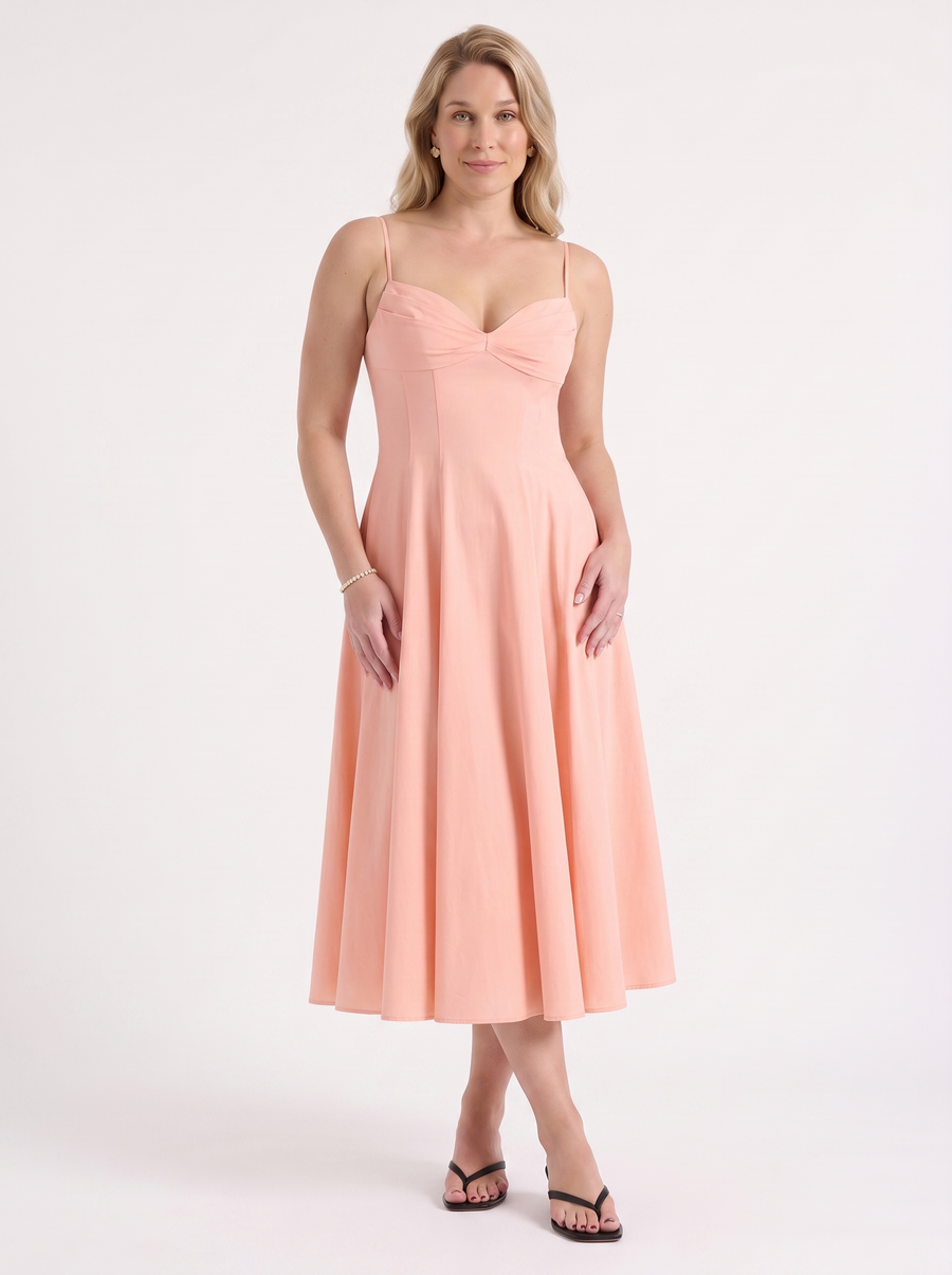 Vina Sweetheart Neck A Line Midi Dress