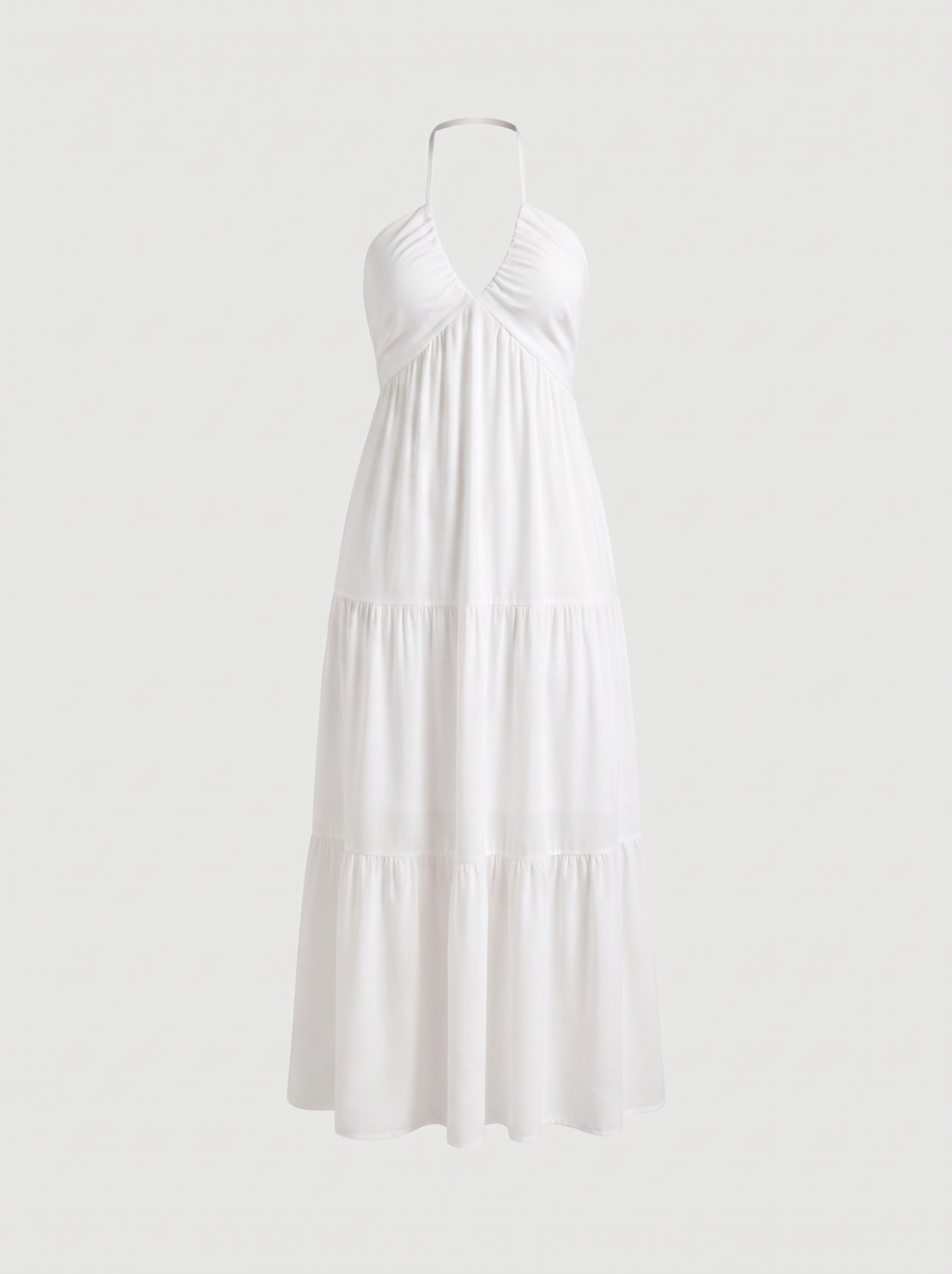Sloane Halter Neck Tiered Ruffle Maxi Dress