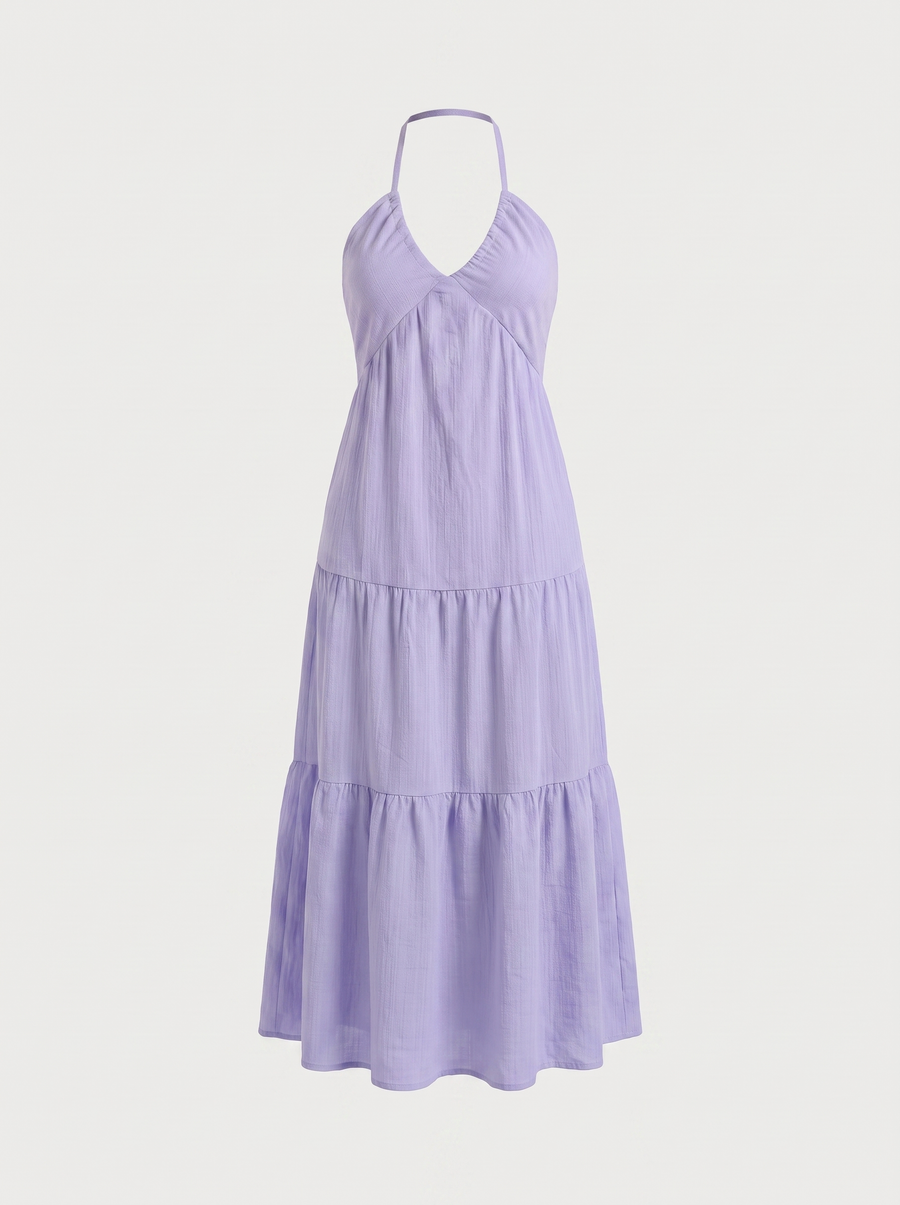 Sloane Halter Neck Tiered Ruffle Maxi Dress