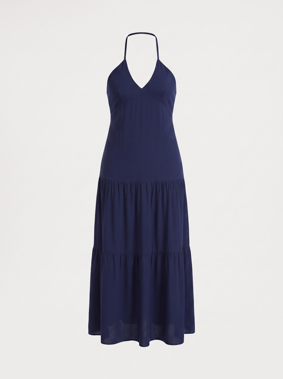 Sloane Halter Neck Tiered Ruffle Maxi Dress