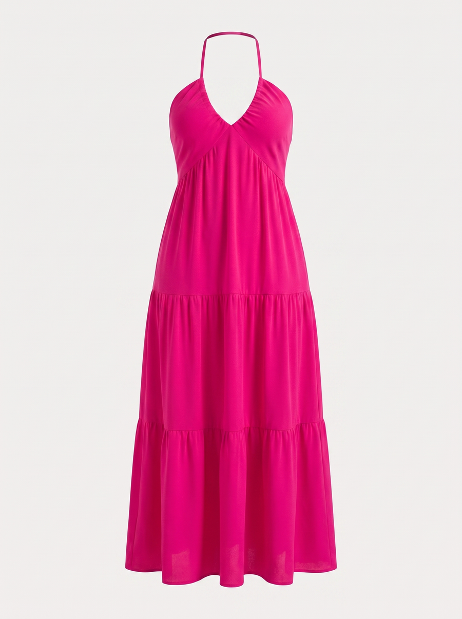Sloane Halter Neck Tiered Ruffle Maxi Dress