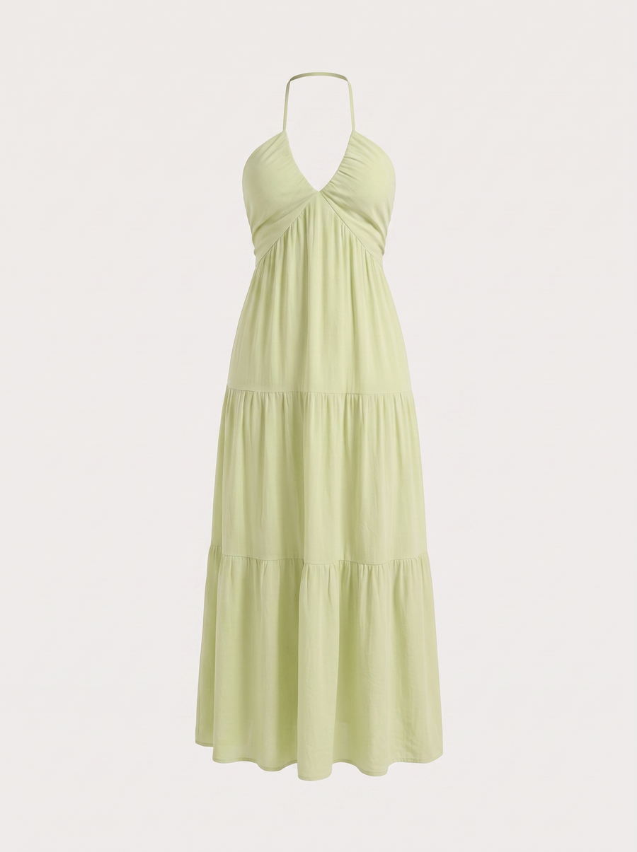 Sloane Halter Neck Tiered Ruffle Maxi Dress