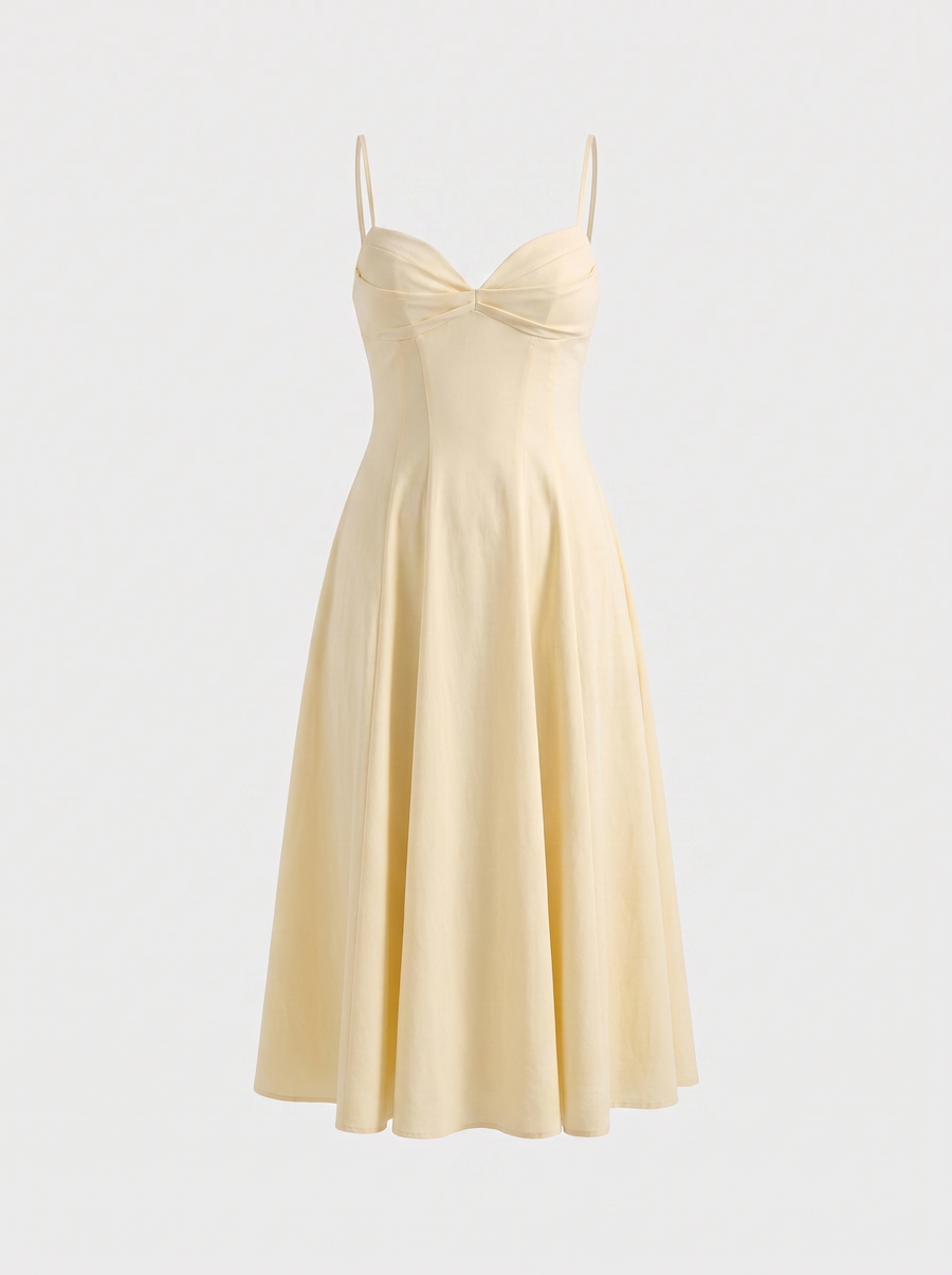 Vina Sweetheart Neck A Line Midi Dress