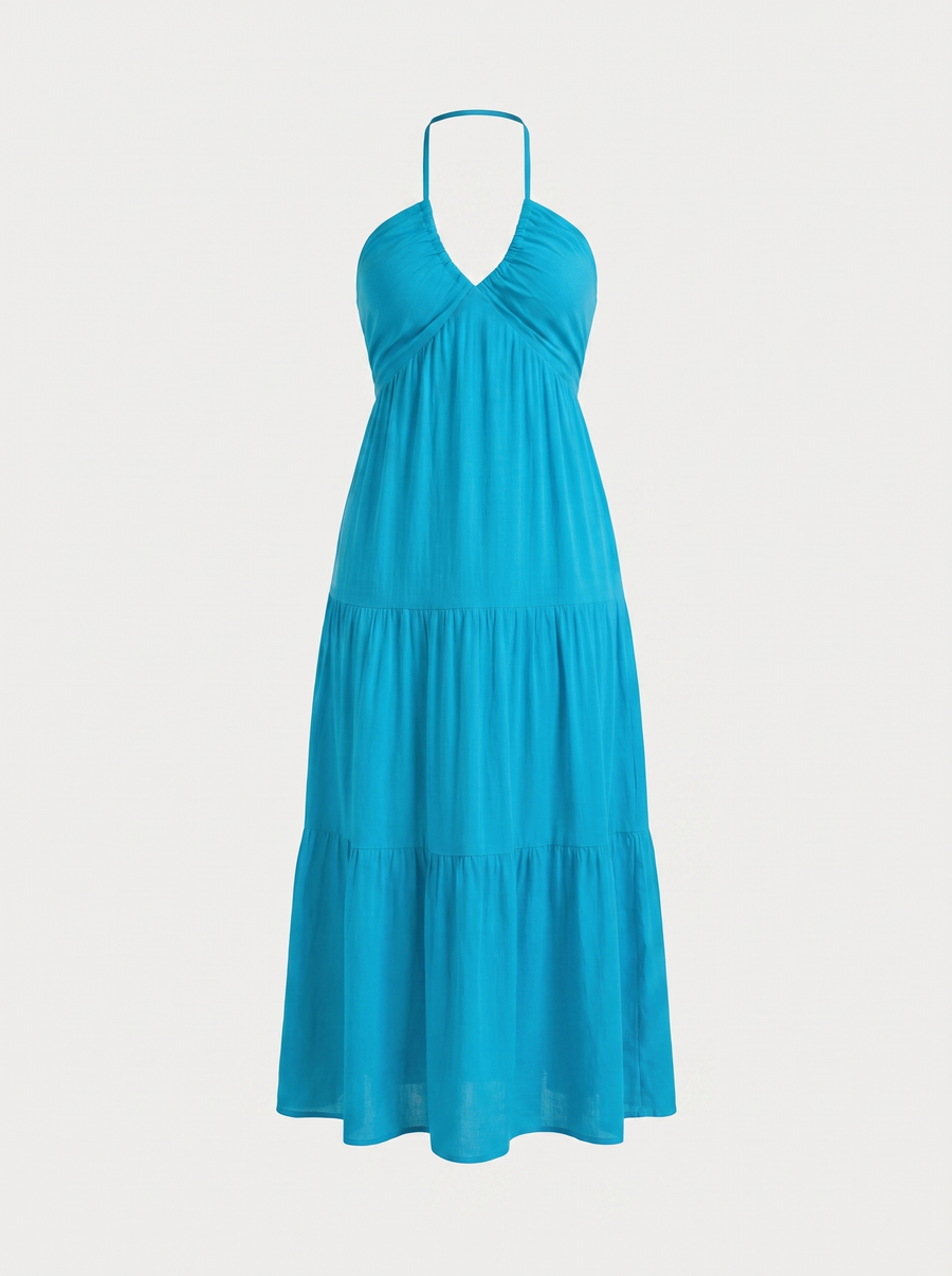 Sloane Halter Neck Tiered Ruffle Maxi Dress