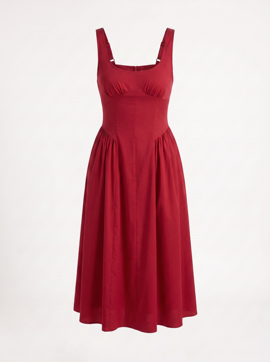 Delilah Floral Square Neck Cotton Midi Dress