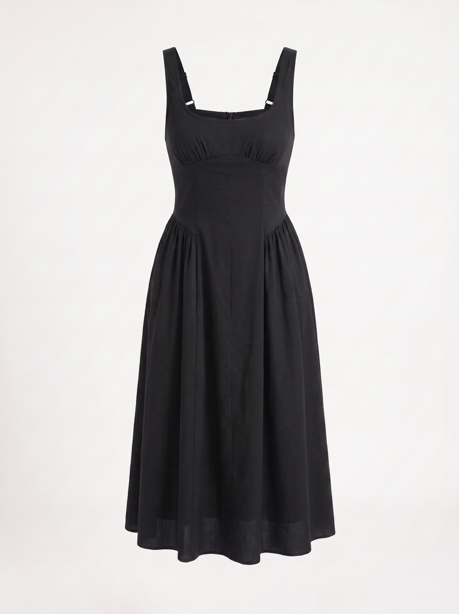 Delilah Floral Square Neck Cotton Midi Dress