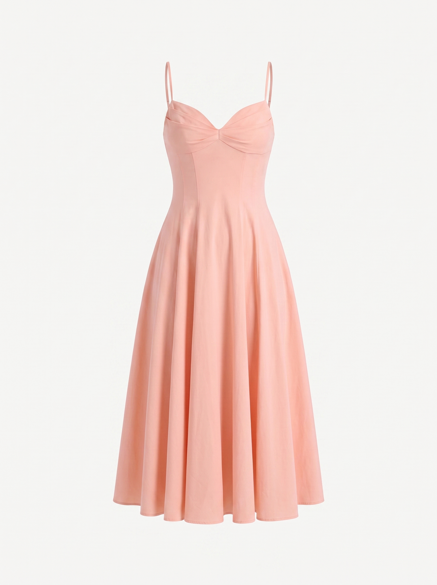 Vina Sweetheart Neck A Line Midi Dress