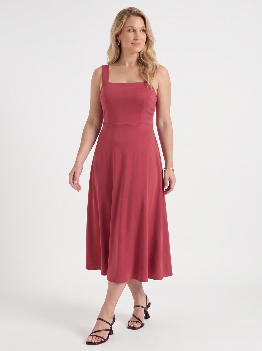 Chloe Square Neck A Line Midi Dress