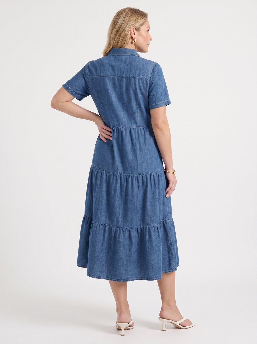 Kesia Tiered Midi Shirt Dress