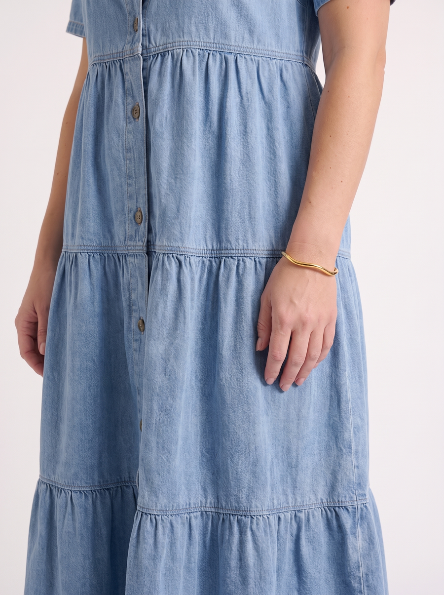 Kesia Tiered Midi Shirt Dress