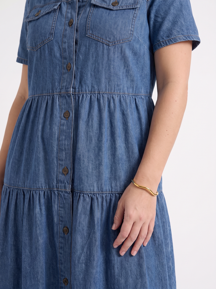 Kesia Tiered Midi Shirt Dress