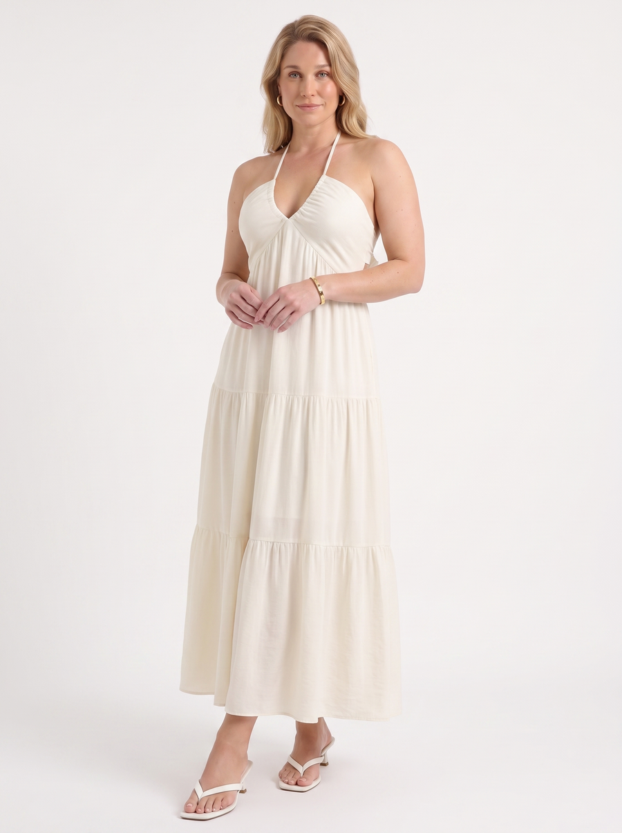 Sloane Halter Neck Tiered Ruffle Maxi Dress