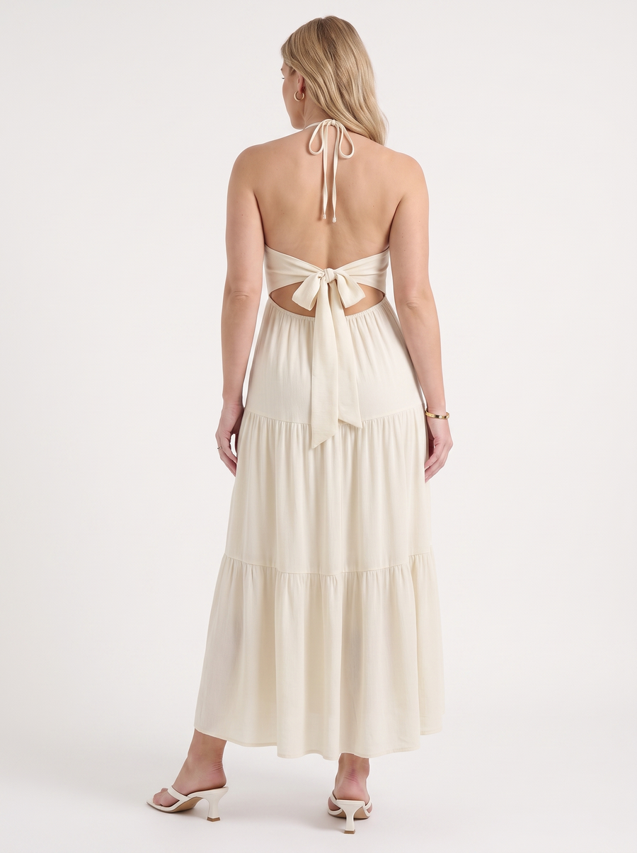 Sloane Halter Neck Tiered Ruffle Maxi Dress