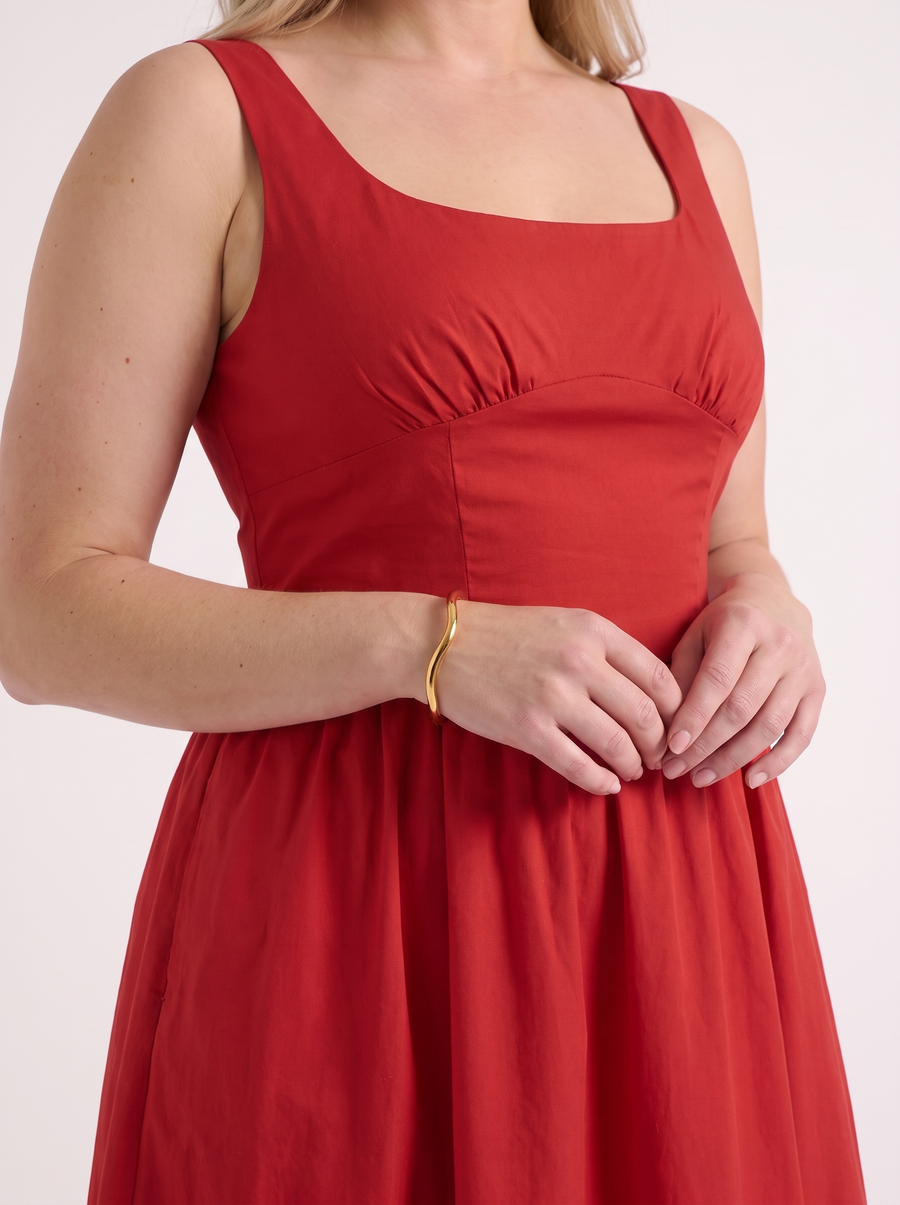 Delilah Floral Square Neck Cotton Midi Dress