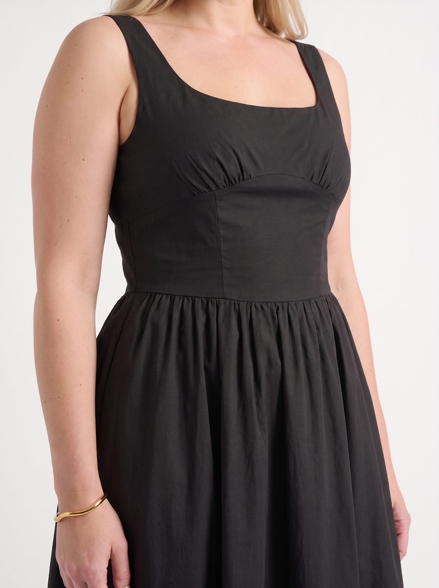 Delilah Floral Square Neck Cotton Midi Dress