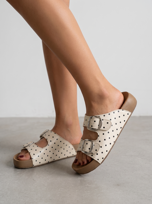 Yasmin Polka Dot Double Buckle Sandals