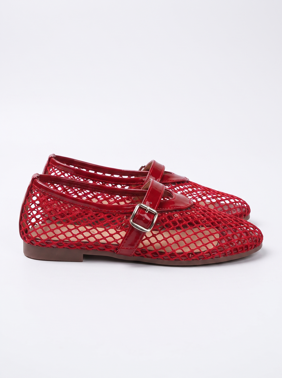 Ginger Mesh Strap Ballet Flats