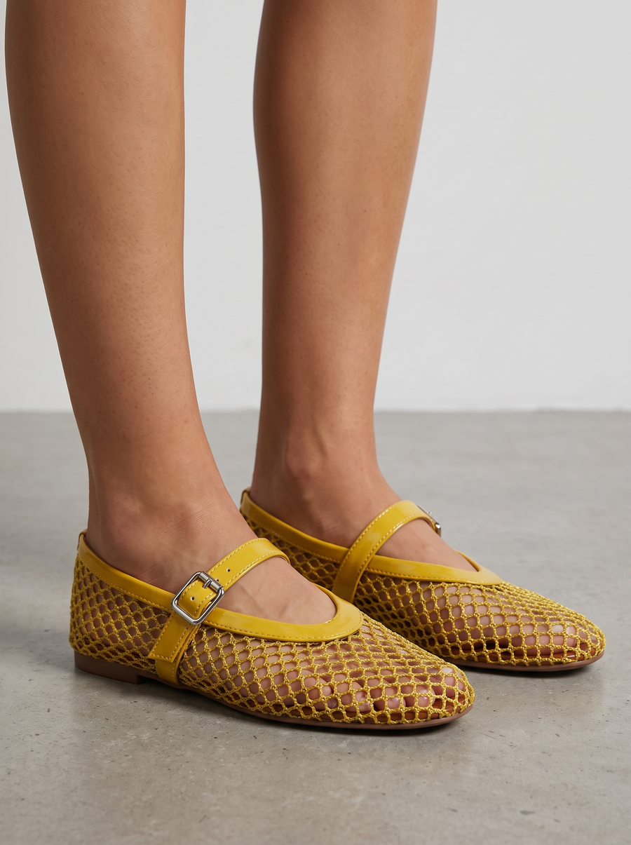 Ginger Mesh Strap Ballet Flats