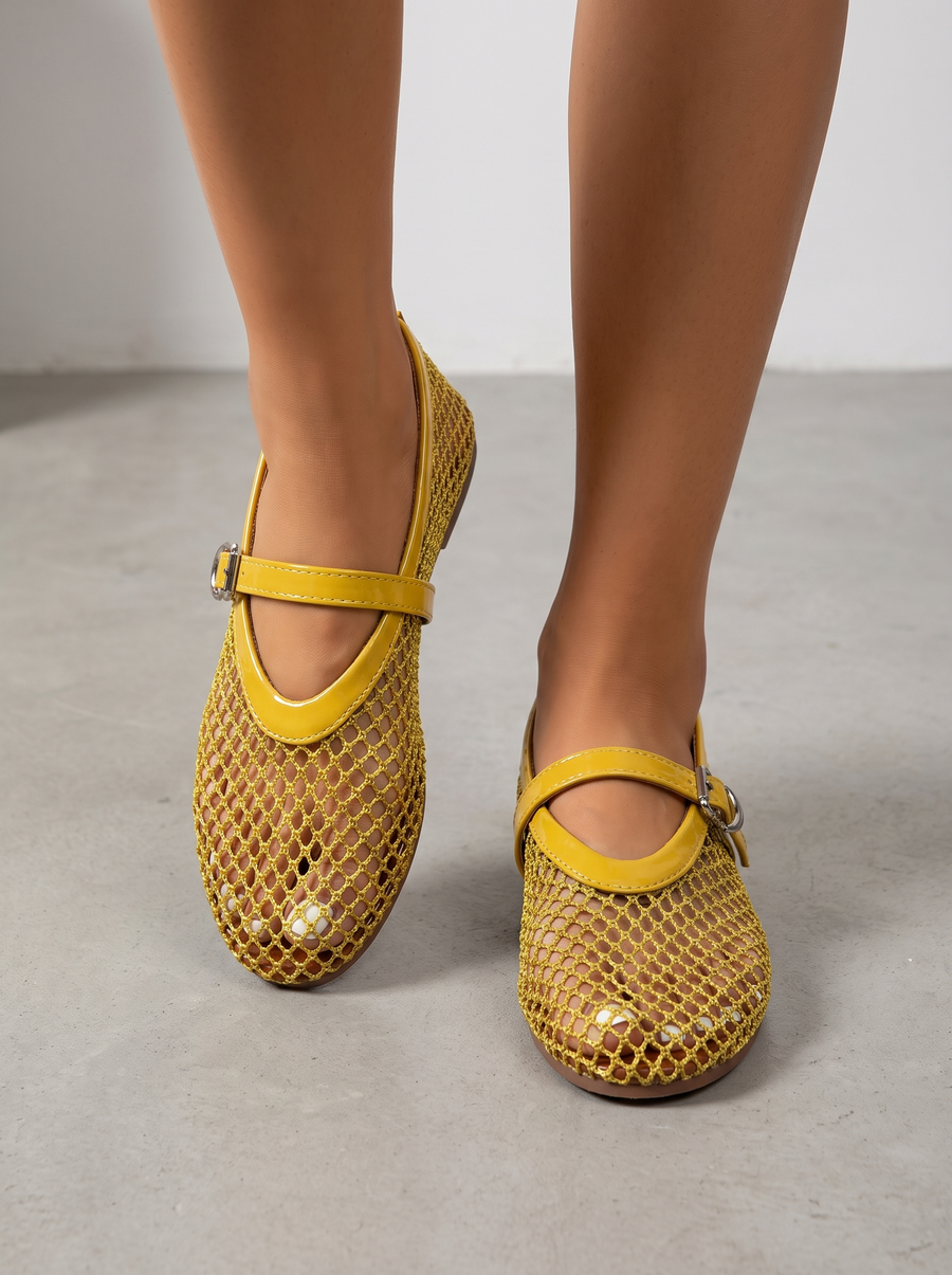 Ginger Mesh Strap Ballet Flats
