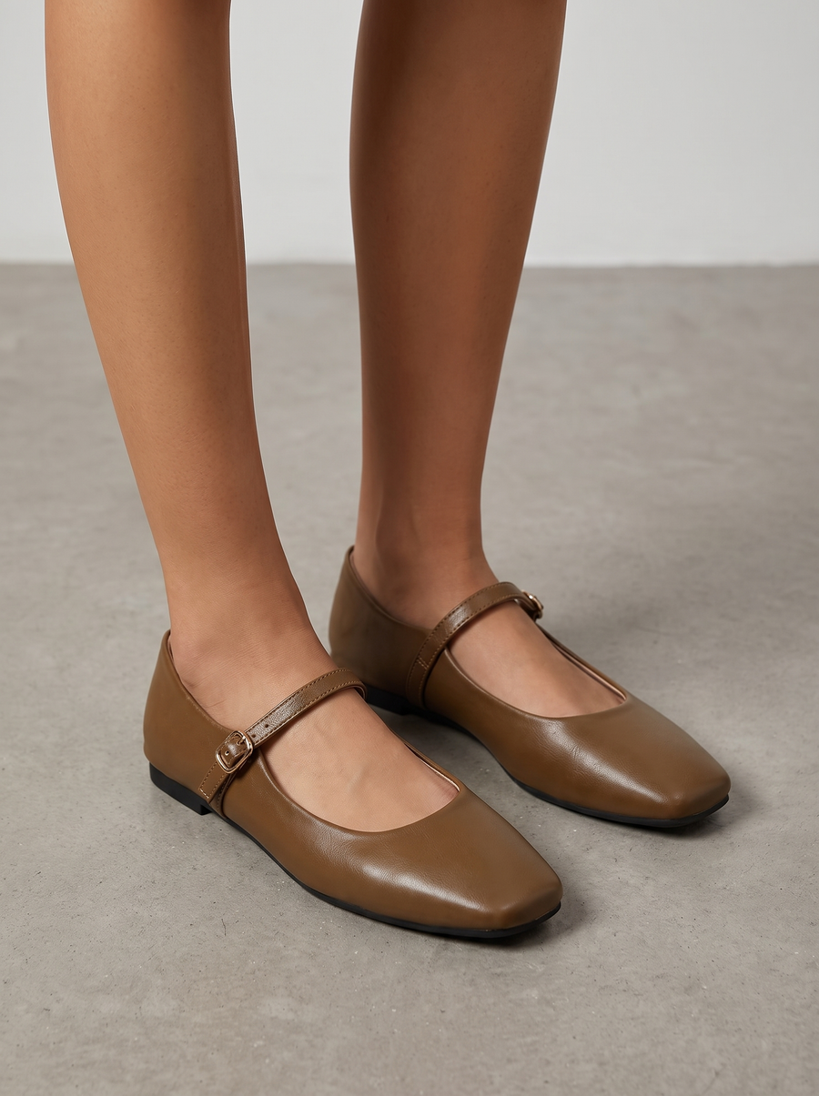 Lois Square Toe Mary Jane Flats