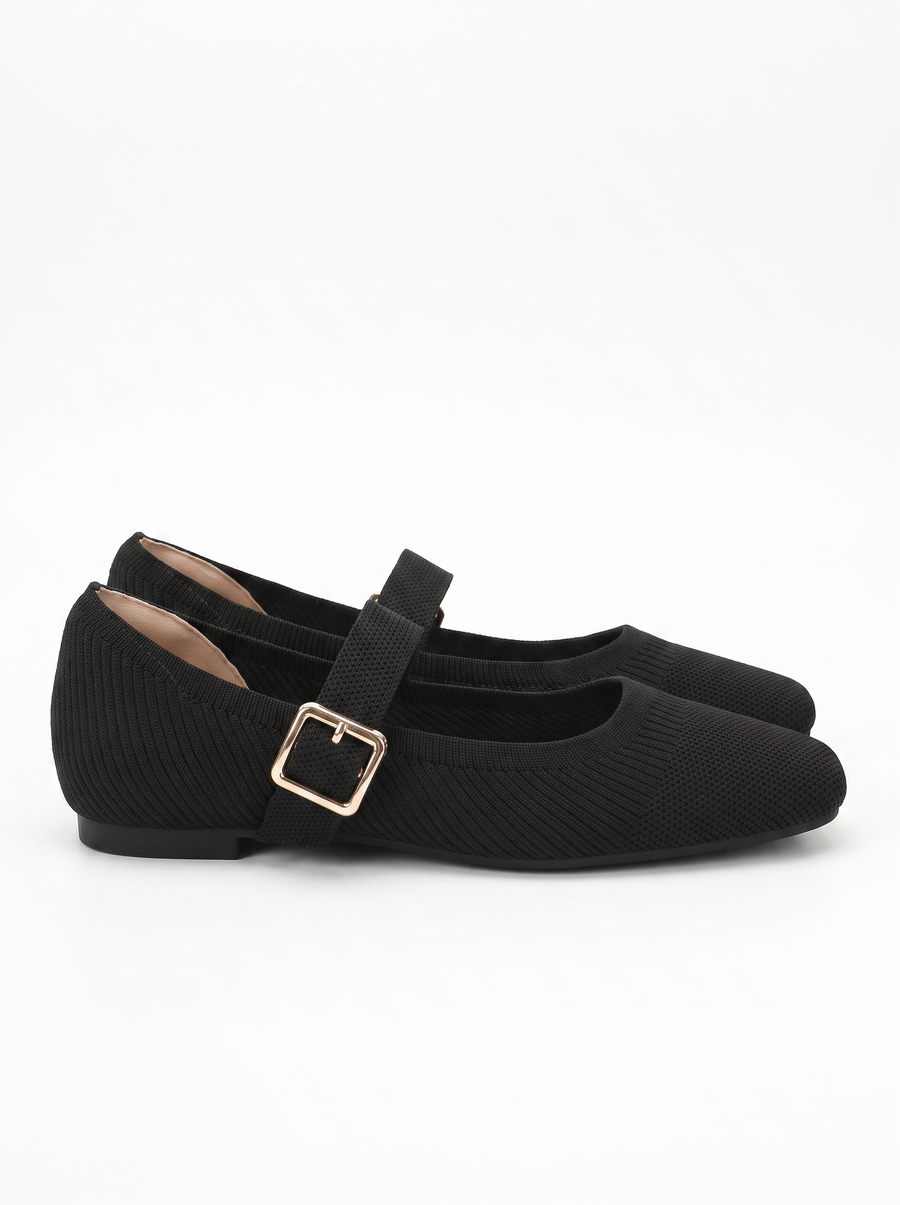 Mila Knit Look Strappy Ballet Flats