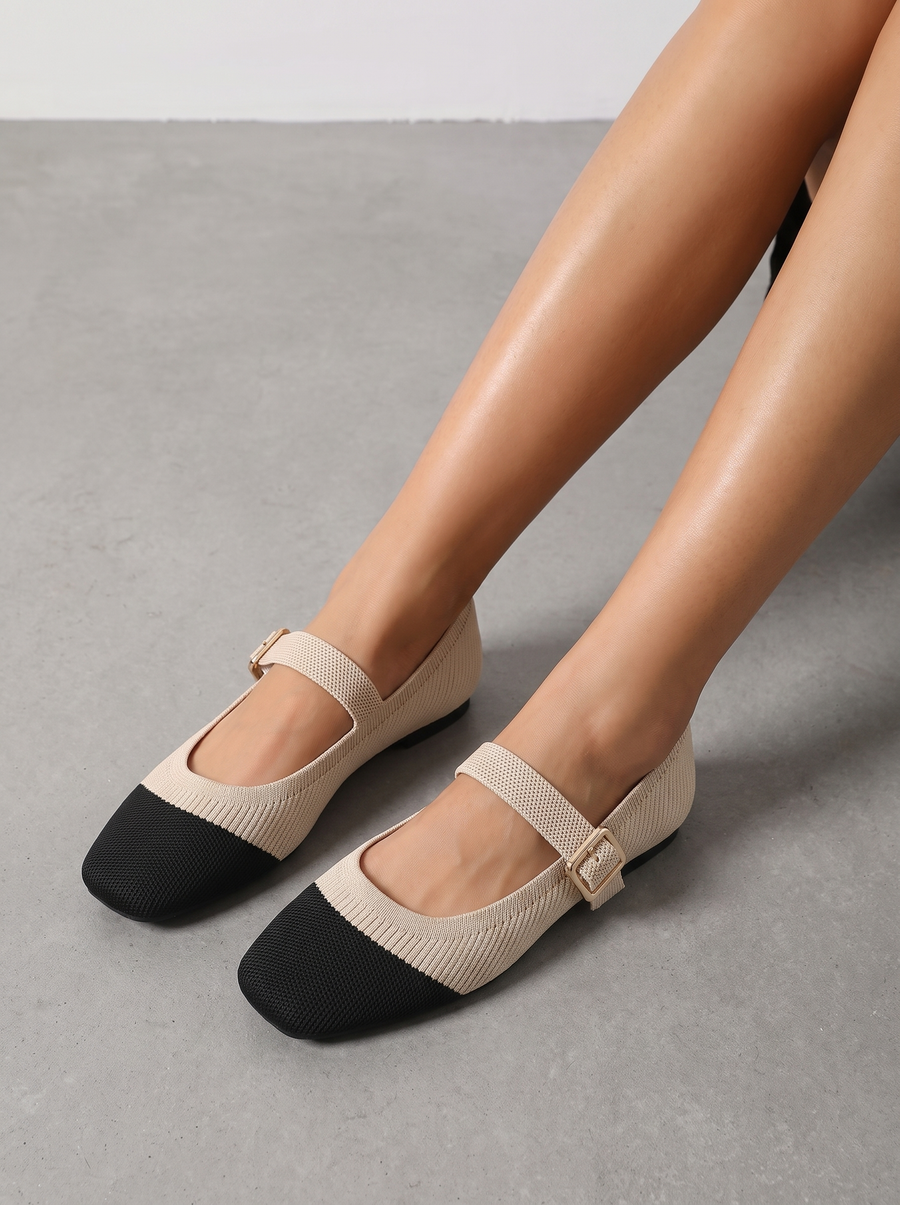 Mila Knit Look Strappy Ballet Flats