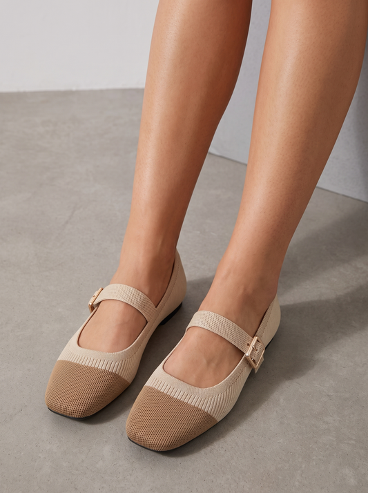 Mila Knit Look Strappy Ballet Flats