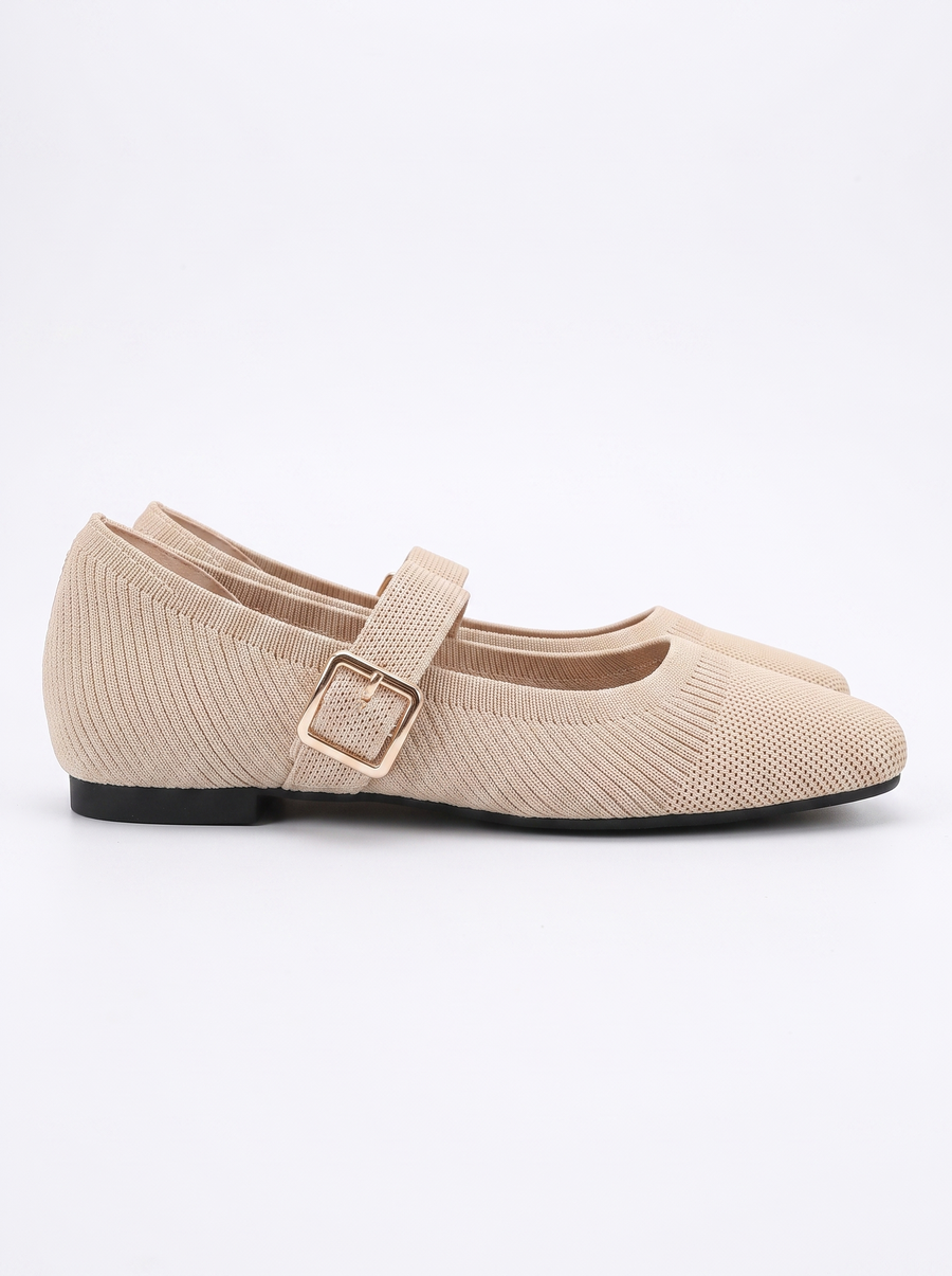 Mila Knit Look Strappy Ballet Flats
