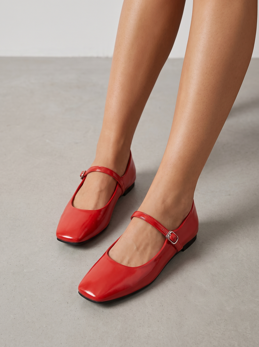 Lois Square Toe Mary Jane Flats