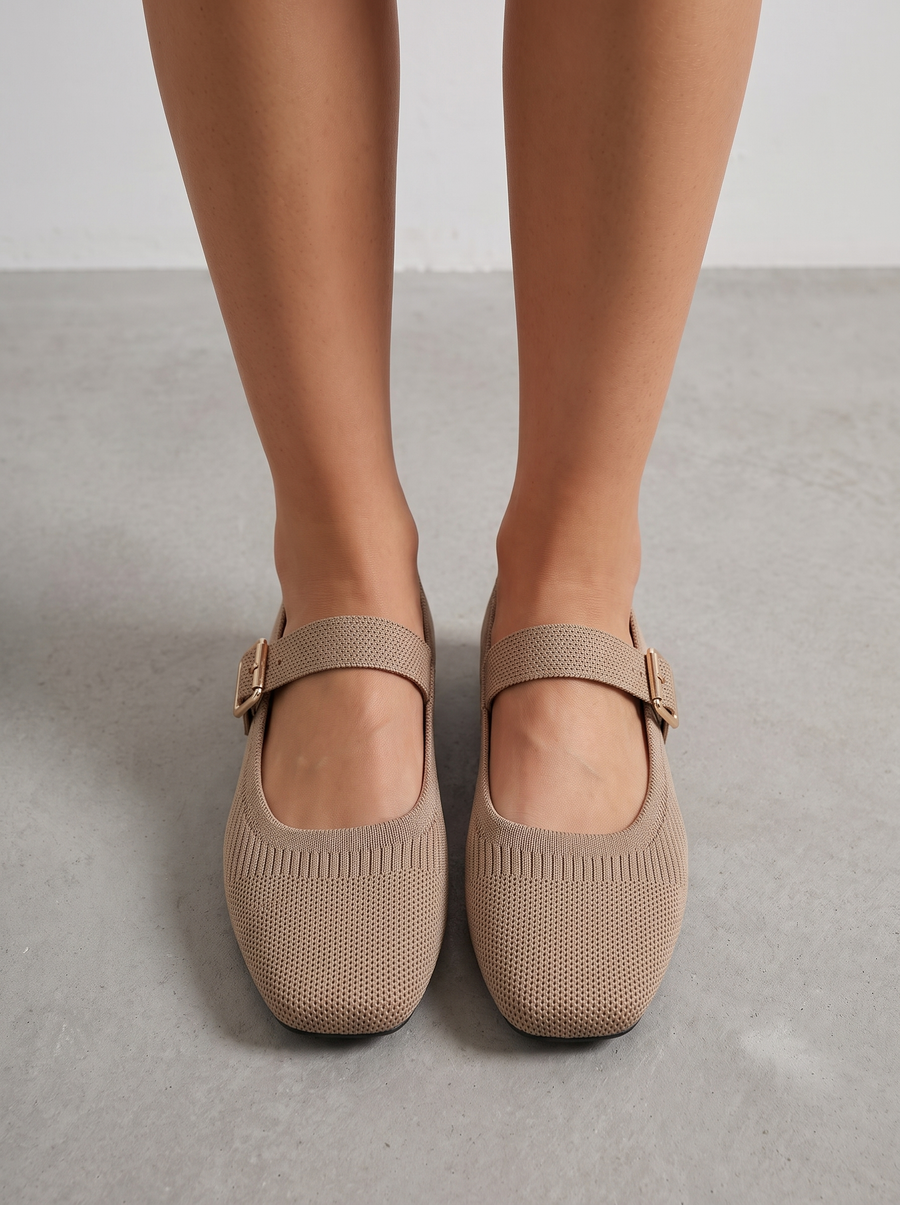 Mila Knit Look Strappy Ballet Flats