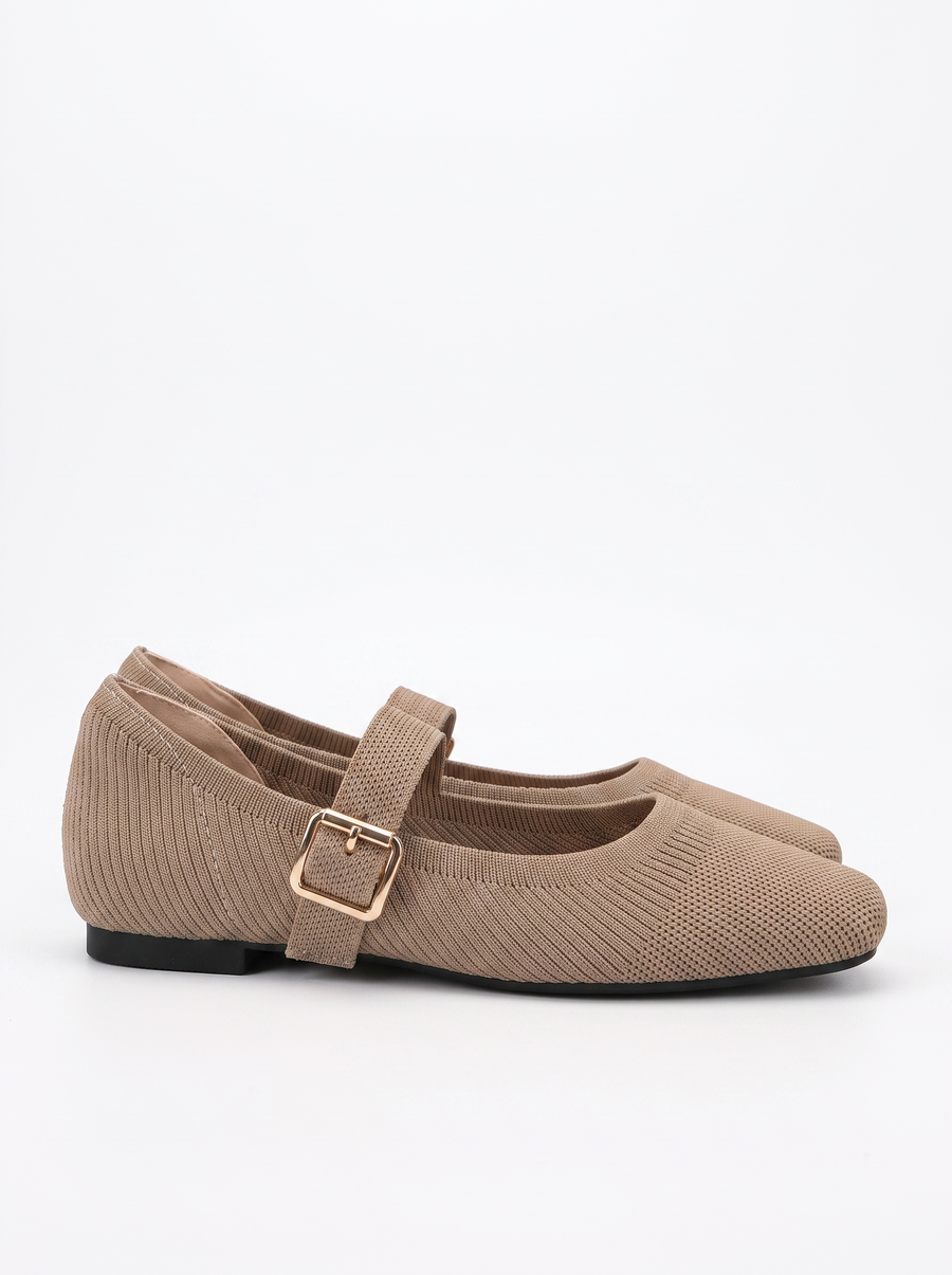 Mila Knit Look Strappy Ballet Flats