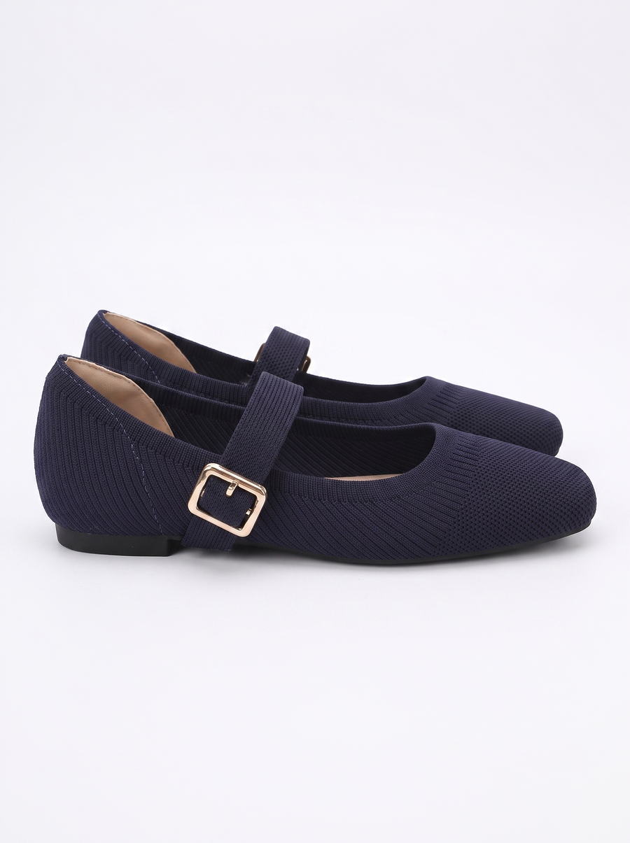 Mila Knit Look Strappy Ballet Flats