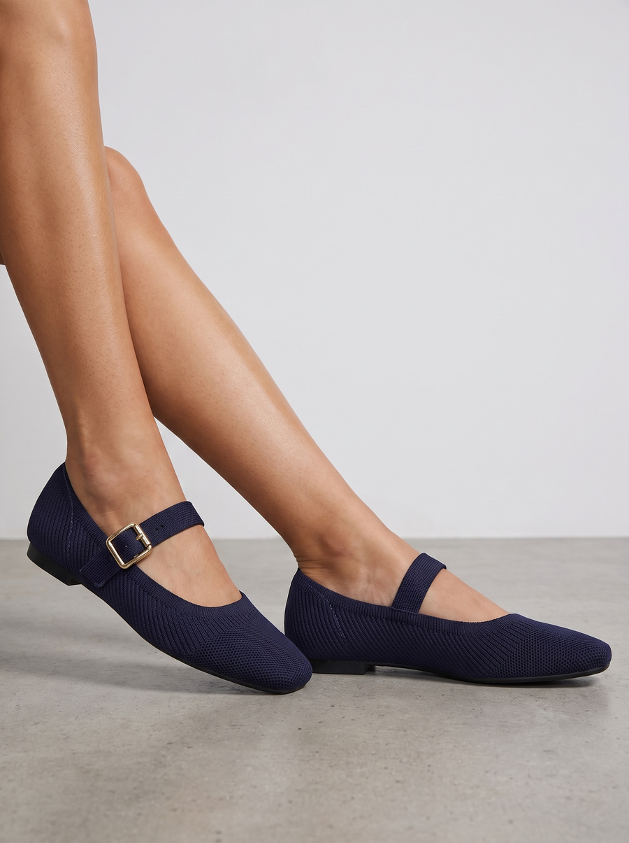 Mila Knit Look Strappy Ballet Flats