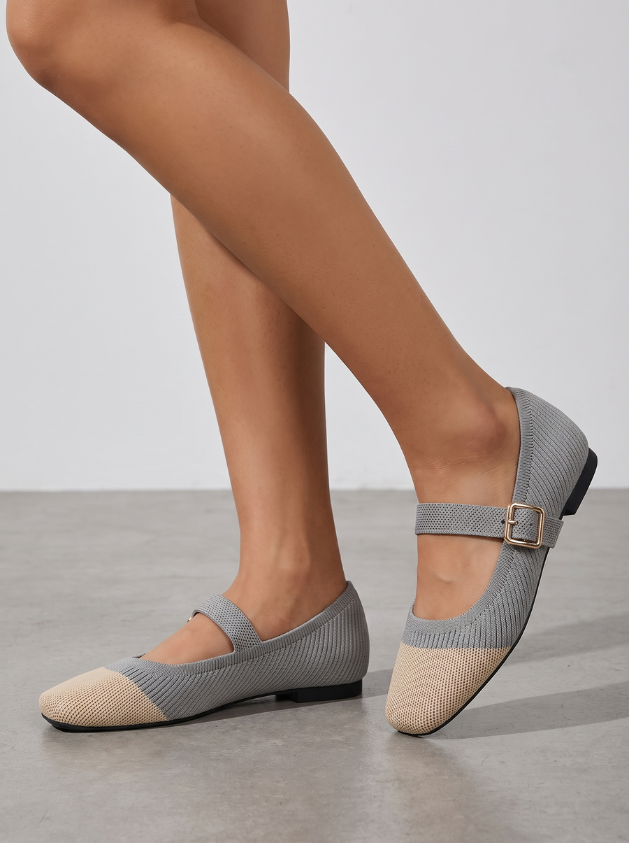 Mila Knit Look Strappy Ballet Flats