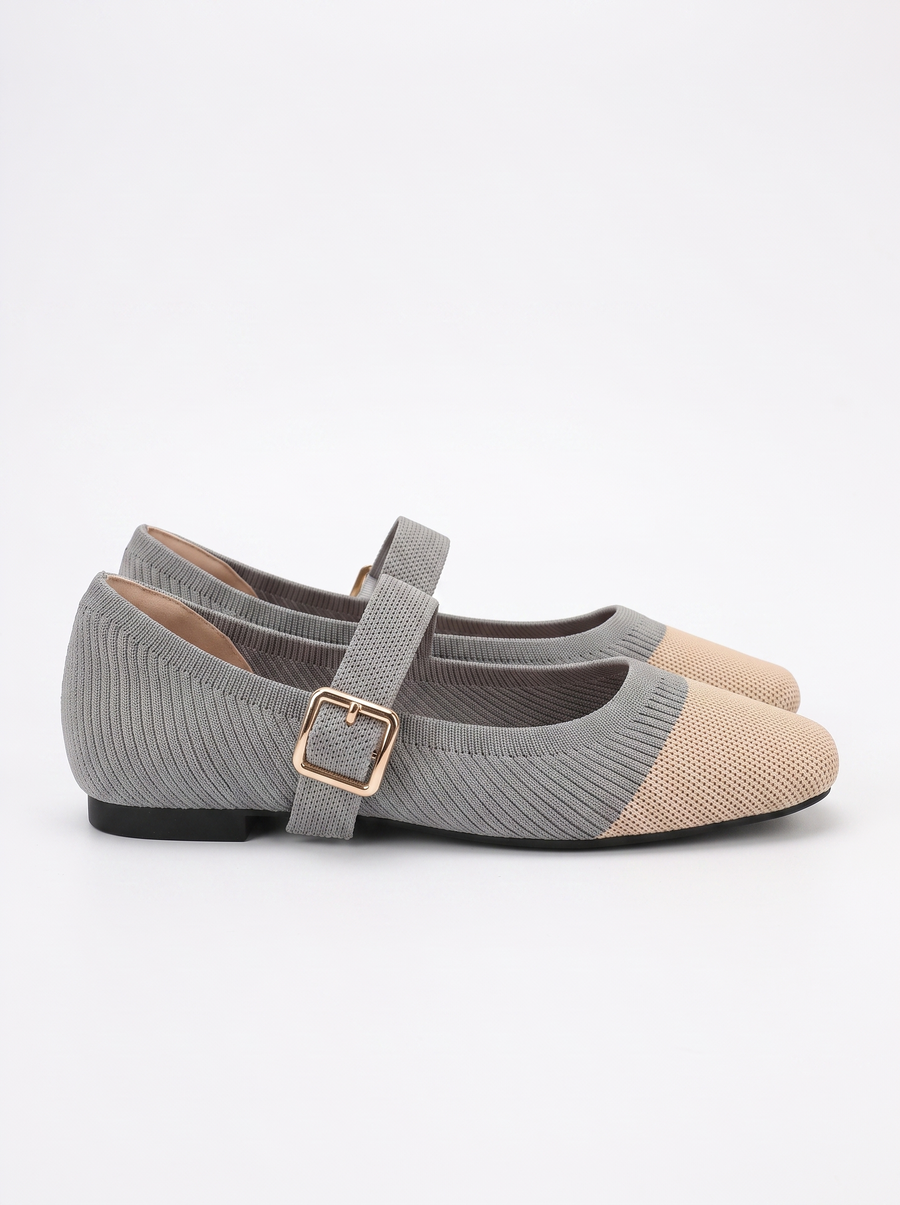 Mila Knit Look Strappy Ballet Flats