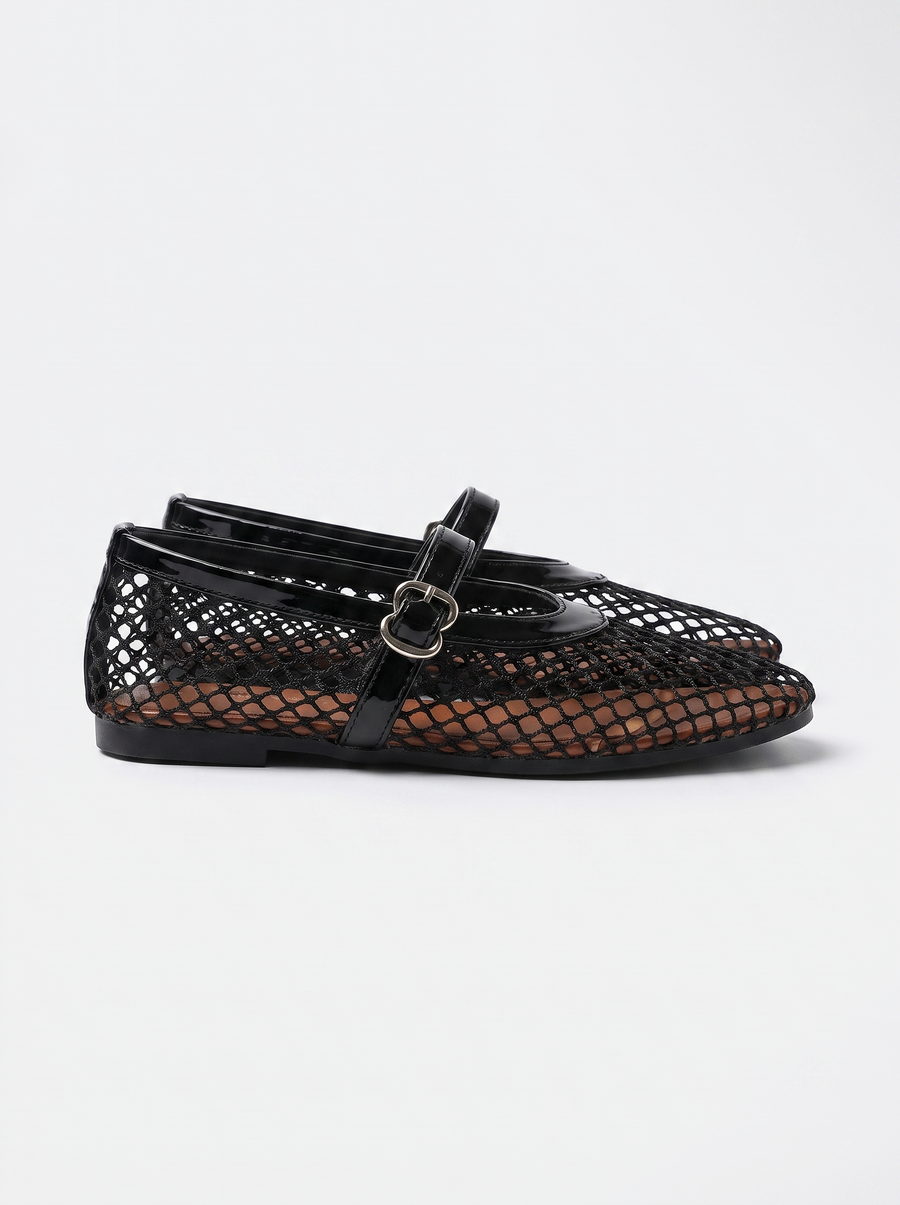 Ginger Mesh Strap Ballet Flats