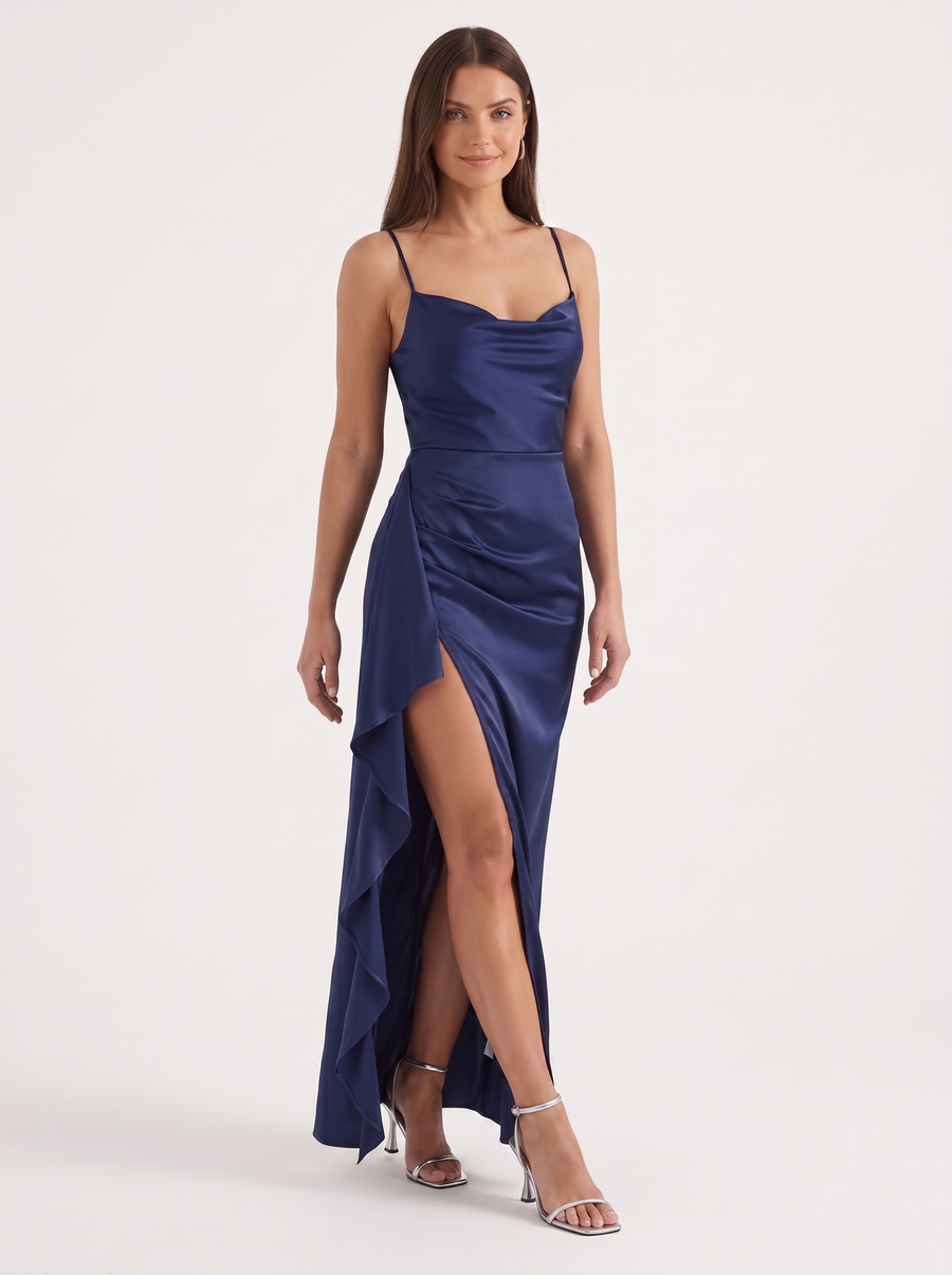 Rhiannon Cowl Neck Satin Slip Maxi Dress