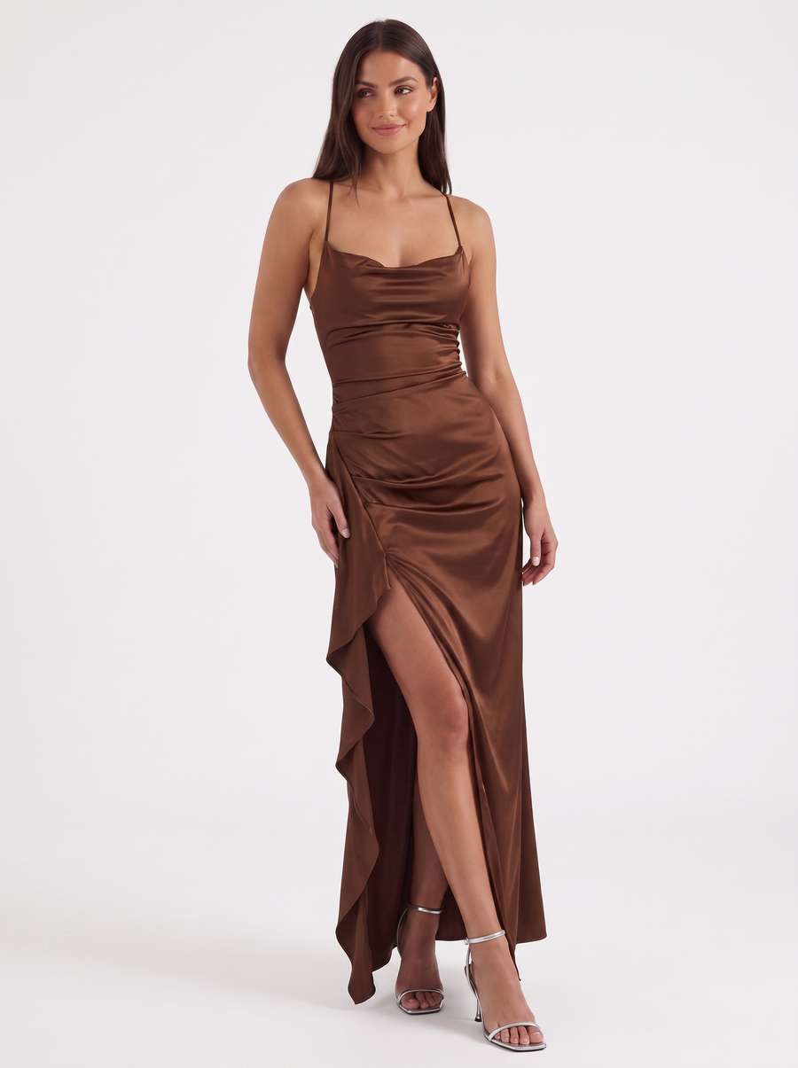 Rhiannon Cowl Neck Satin Slip Maxi Dress
