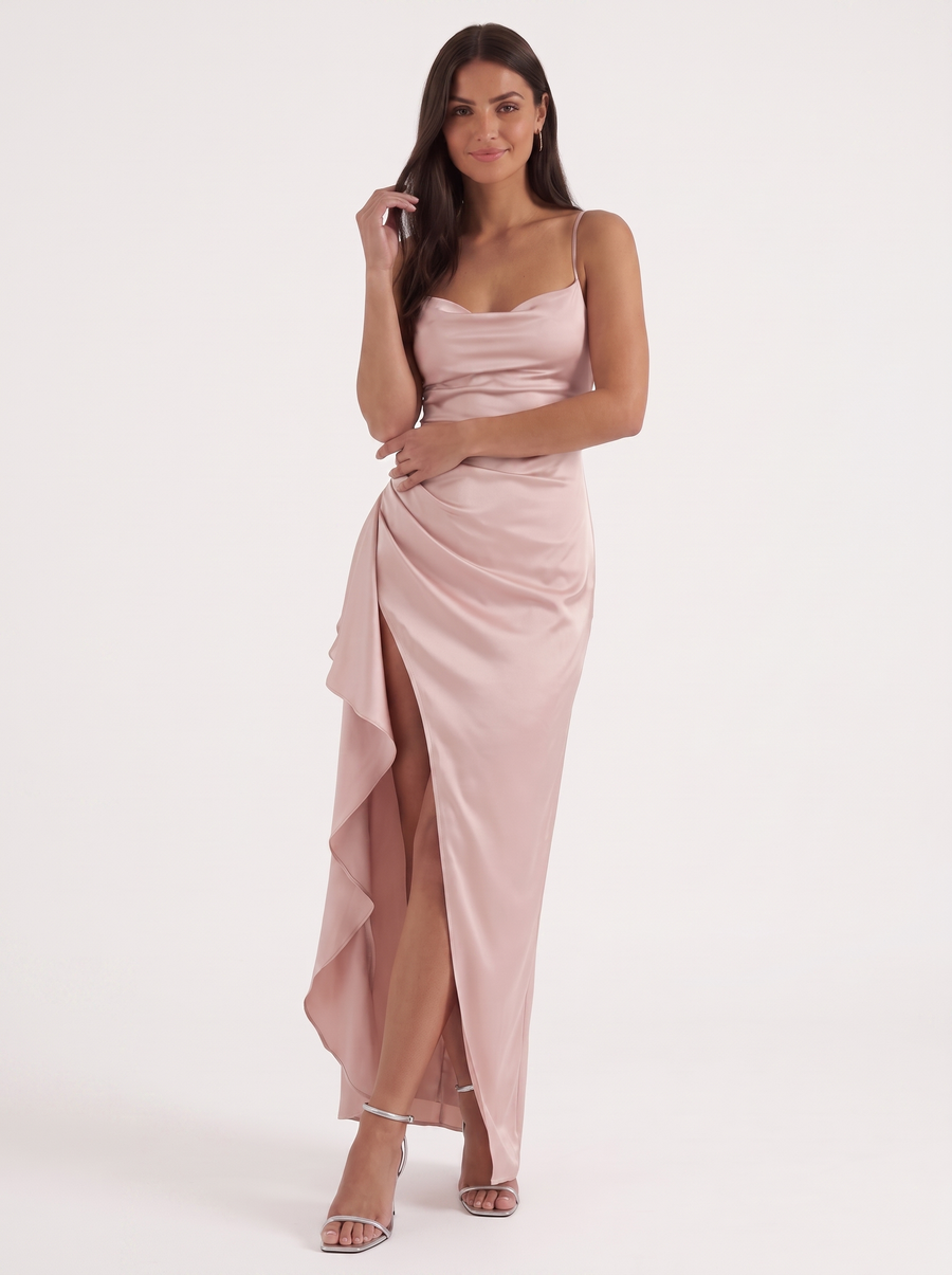 Rhiannon Cowl Neck Satin Slip Maxi Dress