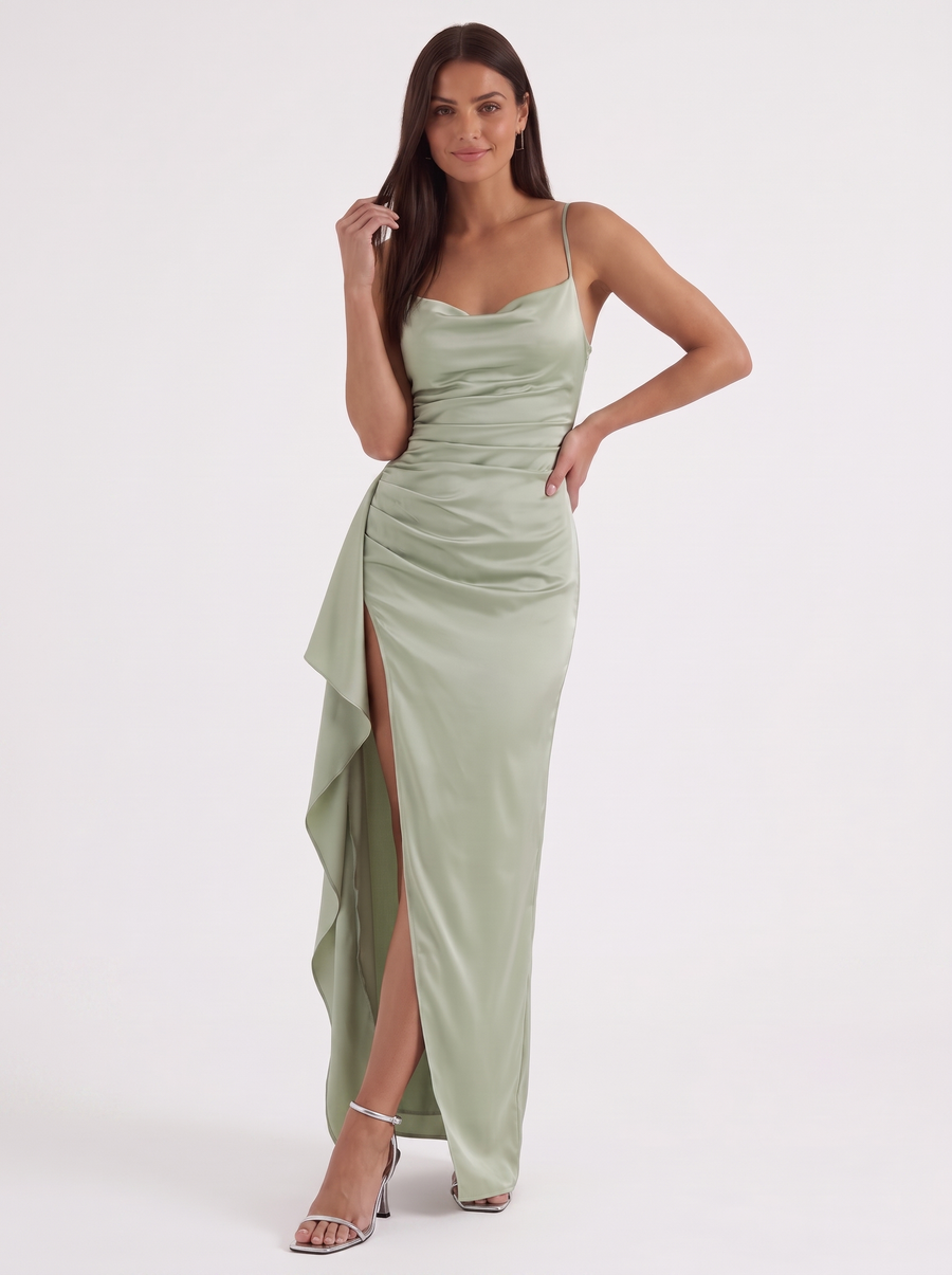 Rhiannon Cowl Neck Satin Slip Maxi Dress